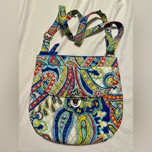 Vera Bradley Saddle Hipster Crossbody Bag Marina Paisley Red Blue Retired Rare